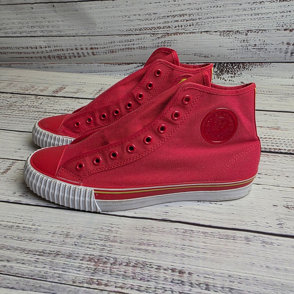 PF‎ Flyers Center Hi Red Canvas High Top Sneakers Mens 9 Retro Shoes Womens 10.5